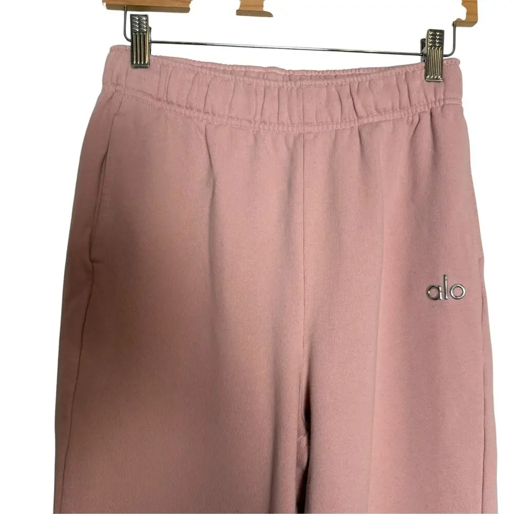 Alo Yoga Accolade Vintage Pink 2 Piece Sweatpants Crew Sweatshirt Set S